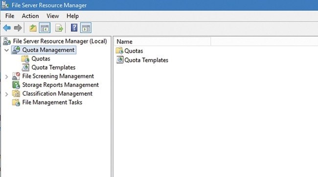 Управление созданием и установкой квот в консоли диспетчера ресурсов файлового сервера