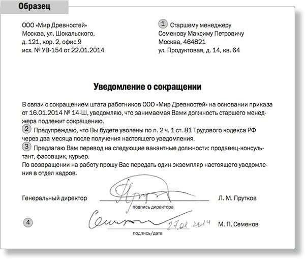 Документация и уведомления, необходимые для увольнения