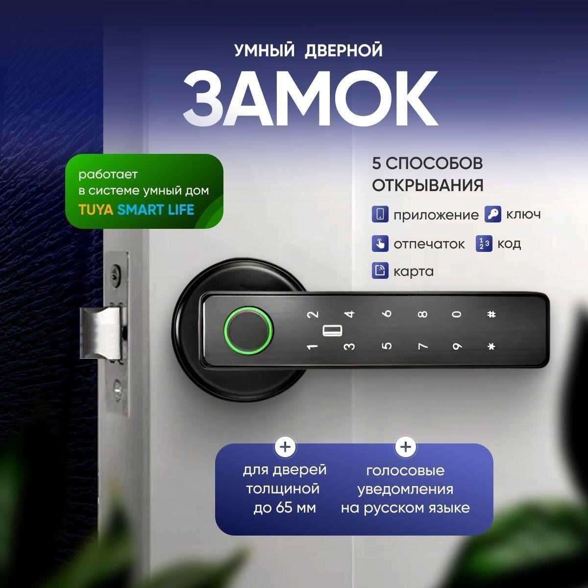 Умная дверная ручка с биометрическим доступом: Tuya Smart Life Lock
